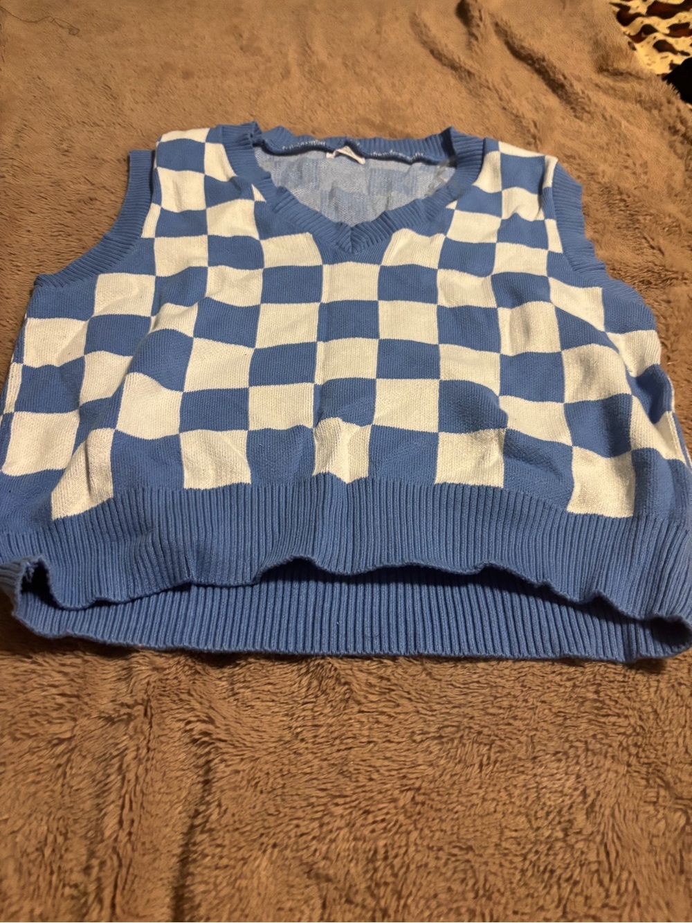 Ardene Blue and White Knit Vest